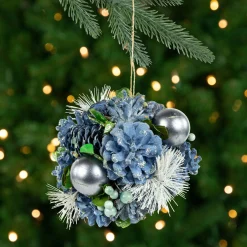 Northlight Pine Cones>5.5" Blue Pinecone And Pine Needle Christmas Ball Ornament