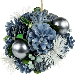 Northlight Pine Cones>5.5" Blue Pinecone And Pine Needle Christmas Ball Ornament