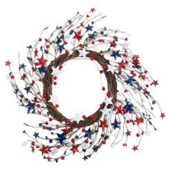 Contemporary Home Living 21" Blue, Red, And White 4Th Of July Artificial Round Wreath