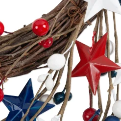Contemporary Home Living 21" Blue, Red, And White 4Th Of July Artificial Round Wreath