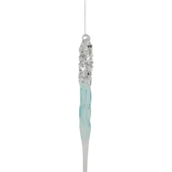 Northlight Icicles>9" Blue Sequined And Beaded Glass Icicle Christmas Ornament