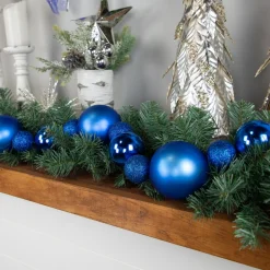 Shatterproof Ball Garland*Northlight 6' Blue Shatterproof Ball 3-Finish Christmas Garland