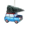 Northlight Transportation>4" Blue Station Wagon Hauling Home The Holiday Tree Christmas Ornament