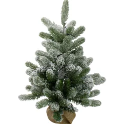 Northlight Potted Trees>2' B/O Potted Frosted Pine Medium Artificial Christmas Tree In A Burlap Pot- Warm White Lights