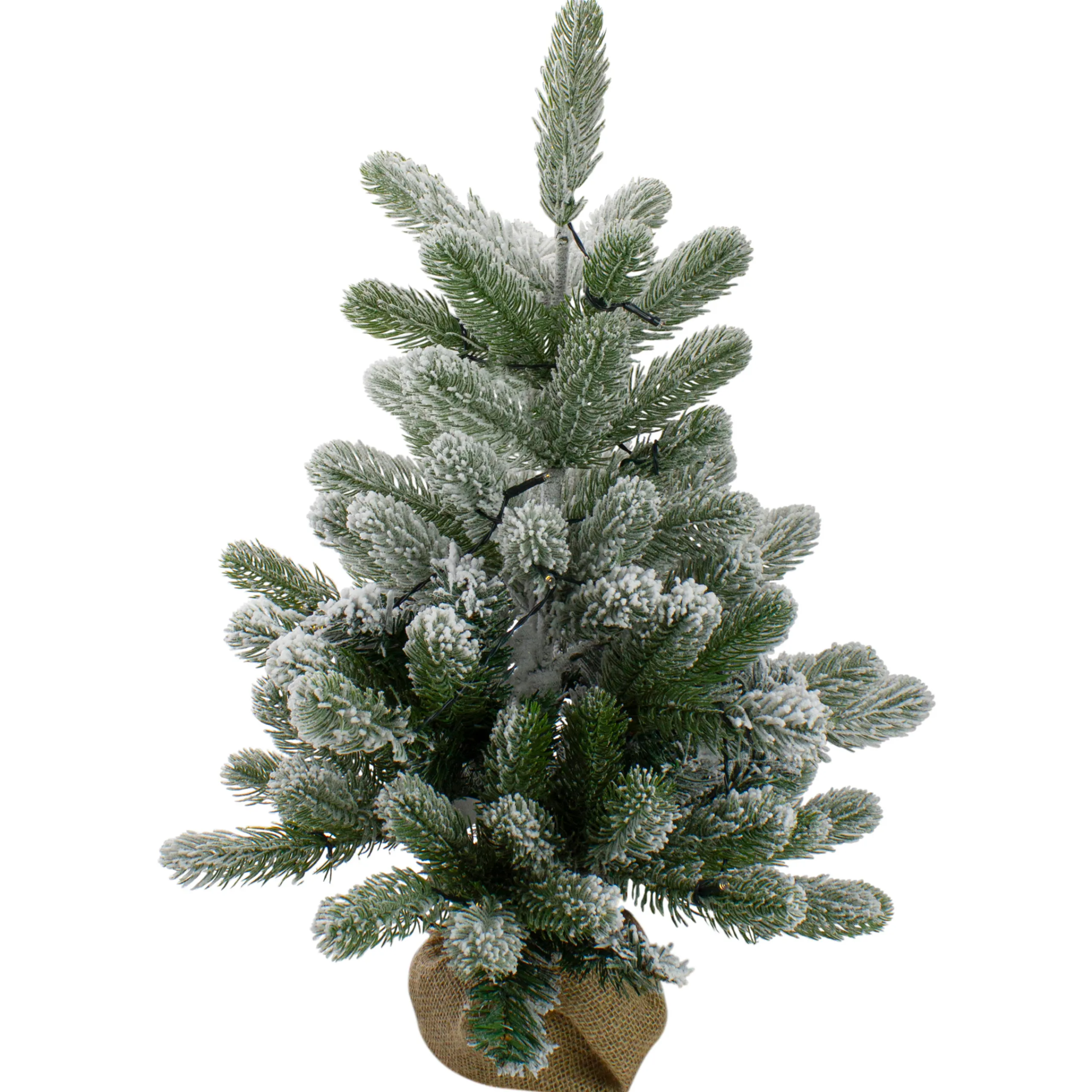 Northlight Potted Trees>2' B/O Potted Frosted Pine Medium Artificial Christmas Tree In A Burlap Pot- Warm White Lights