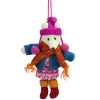 Midwest Animals>6.25" Bohemian Holiday Plush Polar Bear Girl With Dangling Legs Christmas Ornament