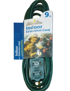 CC Christmas Decor 9' Brite Star Indoor Multi-Outlet Extension Cord – Green Wire