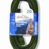CC Christmas Decor 20' Brite Star Indoor/Outdoor Polarized 9-Outlet 3-Prong Extension Cord – Green Wire
