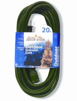 CC Christmas Decor 20' Brite Star Indoor/Outdoor Polarized 9-Outlet 3-Prong Extension Cord – Green Wire