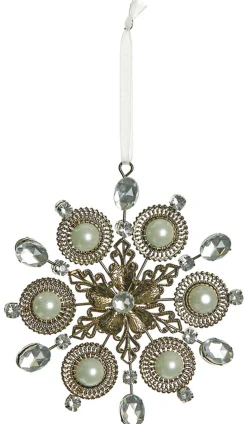 Select Artificials Snowflakes>5.5" Bronze And Clear Jeweled Regal Snowflake Christmas Ornament