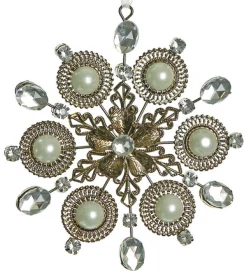 Select Artificials Snowflakes>5.5" Bronze And Clear Jeweled Regal Snowflake Christmas Ornament