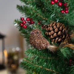 Northlight Animals>6.5" Bronze Sequined Bird With Feather Tail Christmas Ornament With Clip