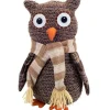 Plush Figures*Melrose 12.25" Brown And Beige Plush Plaid Owl Christmas Tabletop Figurine