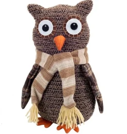 Plush Figures*Melrose 12.25" Brown And Beige Plush Plaid Owl Christmas Tabletop Figurine