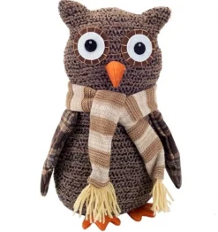 Plush Figures*Melrose 12.25" Brown And Beige Plush Plaid Owl Christmas Tabletop Figurine