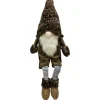 Gnomes*Northlight 34" Brown And Gray Sitting Christmas Gnome With Striped Dangling Legs