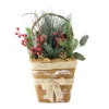 Wall & Door Decorations*Northlight 13.5" Brown And Green Frosted Pine Cones Artificial Christmas Basket