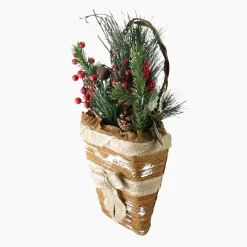 Wall & Door Decorations*Northlight 13.5" Brown And Green Frosted Pine Cones Artificial Christmas Basket