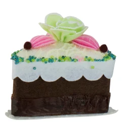 Allstate Food & Beverage>4" Brown And Green Sliced Chocolate Cake With Flower Christmas Ornament
