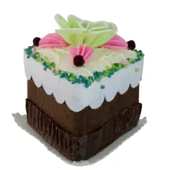 Allstate Food & Beverage>4" Brown And Green Sliced Chocolate Cake With Flower Christmas Ornament