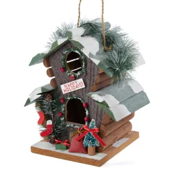 Kurt Adler Woodland>9" Brown And Green Woodland Happy Holiday's Birdhouse Christmas Ornament