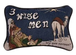 Pillows & Throws*Simply Home 12" Brown And Navy Blue Three Wise Men Themed Christmas Tapestry Accent Indoor Throw Pillow