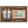 Contemporary Home Living 5.75" Brown And Orange Happy Birthday Small Gift Box Figurine With Card Set (Pack Of 2)