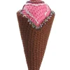 Allstate Food & Beverage>6" Brown And Pink Strawberry Ice Cream Cone Christmas Ornament