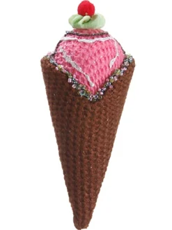 Allstate Food & Beverage>6" Brown And Pink Strawberry Ice Cream Cone Christmas Ornament