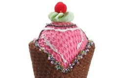 Allstate Food & Beverage>6" Brown And Pink Strawberry Ice Cream Cone Christmas Ornament