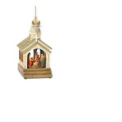 Roman Nativity & Religious>12" Brown And Red Led Lighted Musical Nativity Scene Christmas Ornament