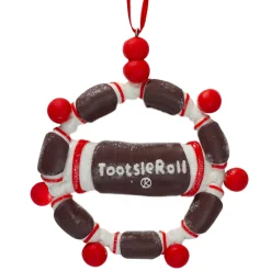 Northlight Licensed>4" Brown And Red Tootsie Roll Chewy Chocolate Candy Christmas Wreath Ornament