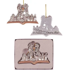 Contemporary Home Living Nativity & Religious>4.75" Brown And Silver Colored Born Baby Jesus Nativity Christmas Ornament