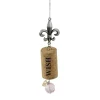 Midwest Food & Beverage>5.5" Brown And Silver Fleur De Lis 'Wish' Gem Accented Wine Cork Christmas Ornament
