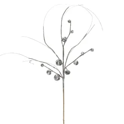 Sprays, Branches & Picks*Melrose 35" Brown And Silver Glitter Winter Sleigh Bell Christmas Spray