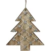 Northlight Trees & Wreaths>4.5" Brown And Silver Wooden Tree Hanging Christmas Ornament