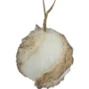 Northlight Balls>3" Brown And White Faux Fur Ball Christmas Ornament