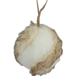 Northlight Balls>3" Brown And White Faux Fur Ball Christmas Ornament