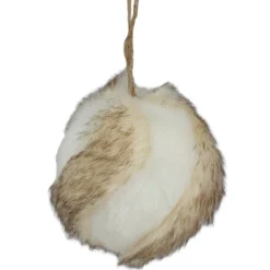 Northlight Balls>3" Brown And White Faux Fur Ball Christmas Ornament