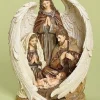Nativities*Roman 12.5" Brown And White Inspirational Holy Family With Angel Christmas Nativity Figurine