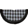 48 Inch And Smaller*Northlight 48" Brown And White Plaid Christmas Tree Skirt With Faux Fur