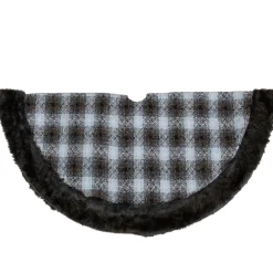 48 Inch And Smaller*Northlight 48" Brown And White Plaid Christmas Tree Skirt With Faux Fur