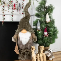 Gnomes*Northlight 33" Brown And White Woodland Gnome With Striped Pants Christmas Figurine