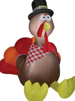 The Costume Center 72" Brown And Yellow Inflatable Turkey Outdoor Thanksgiving Decor