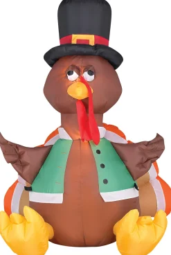 The Costume Center 48" Brown And Yellow Thanksgiving Inflatable Outdoor Happy Turkey