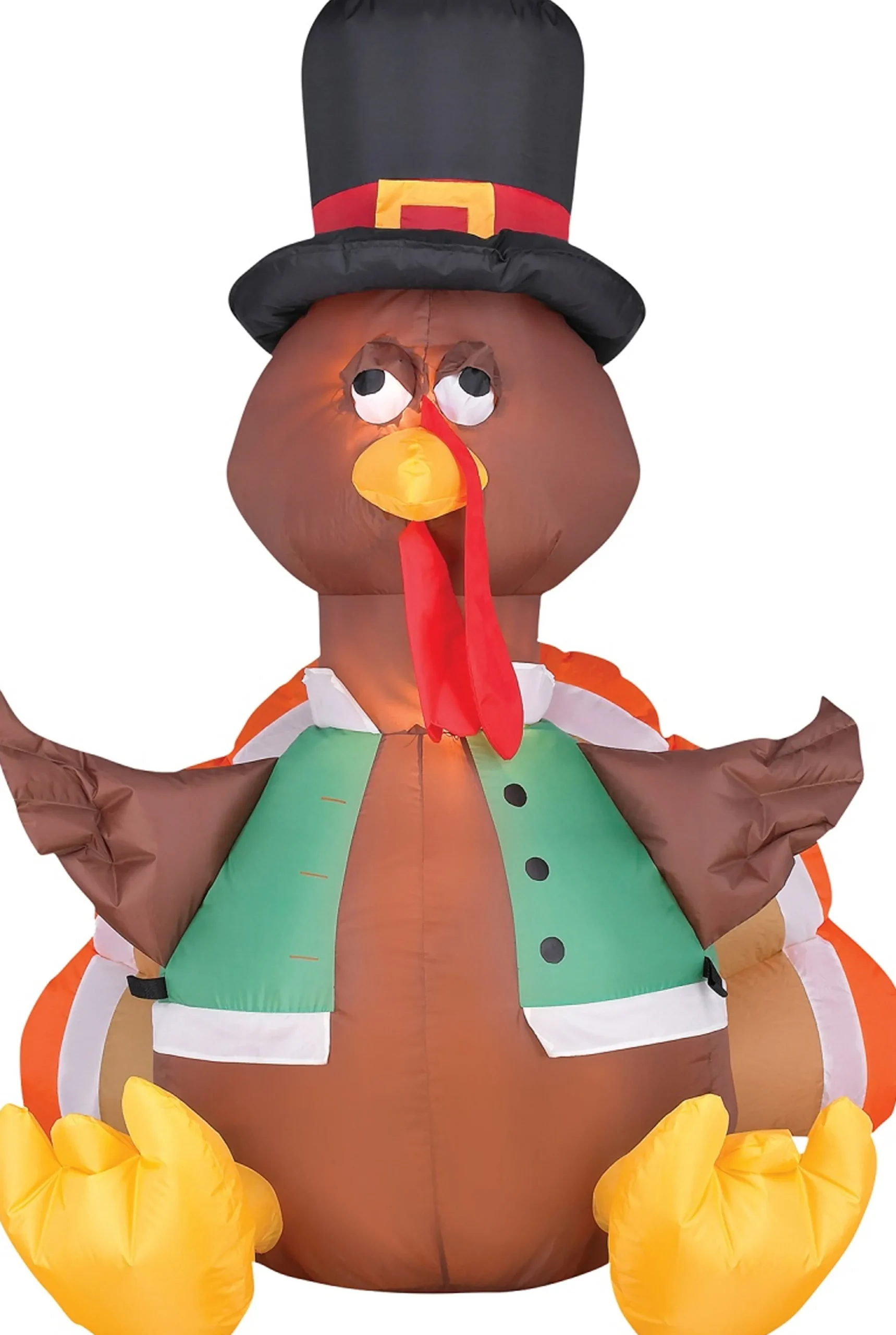 The Costume Center 48" Brown And Yellow Thanksgiving Inflatable Outdoor Happy Turkey