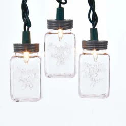 CC Christmas Decor 12' Brown Embossed Clear Incandescent Party Celebration Jar Light Set