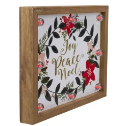 Signs & Plaques*Northlight 11.8" Brown Framed Floral "Joy, Peace, Noel" Wooden Christmas Wall Plaque
