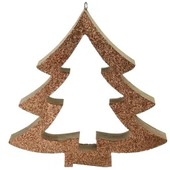 Northlight Trees & Wreaths>7" Brown Glittered Cutout Christmas Tree Ornament