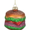 Northlight Food & Beverage>2.25" Brown, Green, And Red Glass Hamburger Christmas Ornament